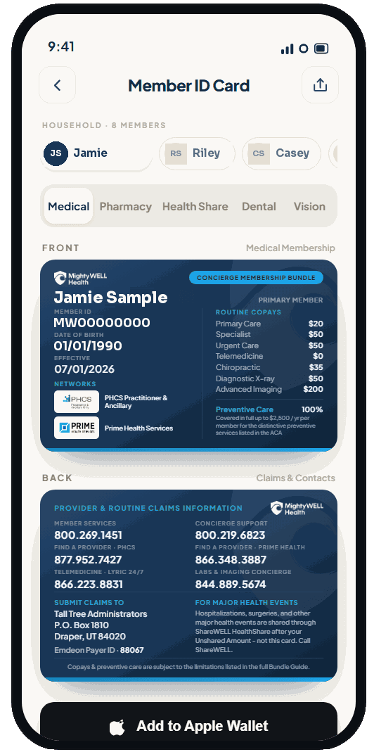 MightyWELL app digital member ID card